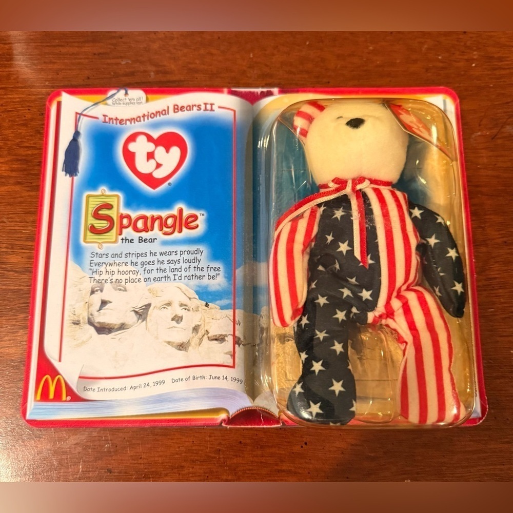 RETIRED TY Spangle the Bear International BearsII McDonalds 1999 Tag Errors NIB